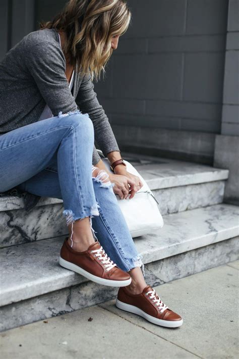 brown sneakers how to wear
